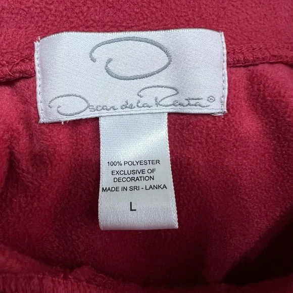 Oscar de La Renta Womans Size Large Red Sweatshirt Velvet Pullover Crew Neck - Picture 7 of 8